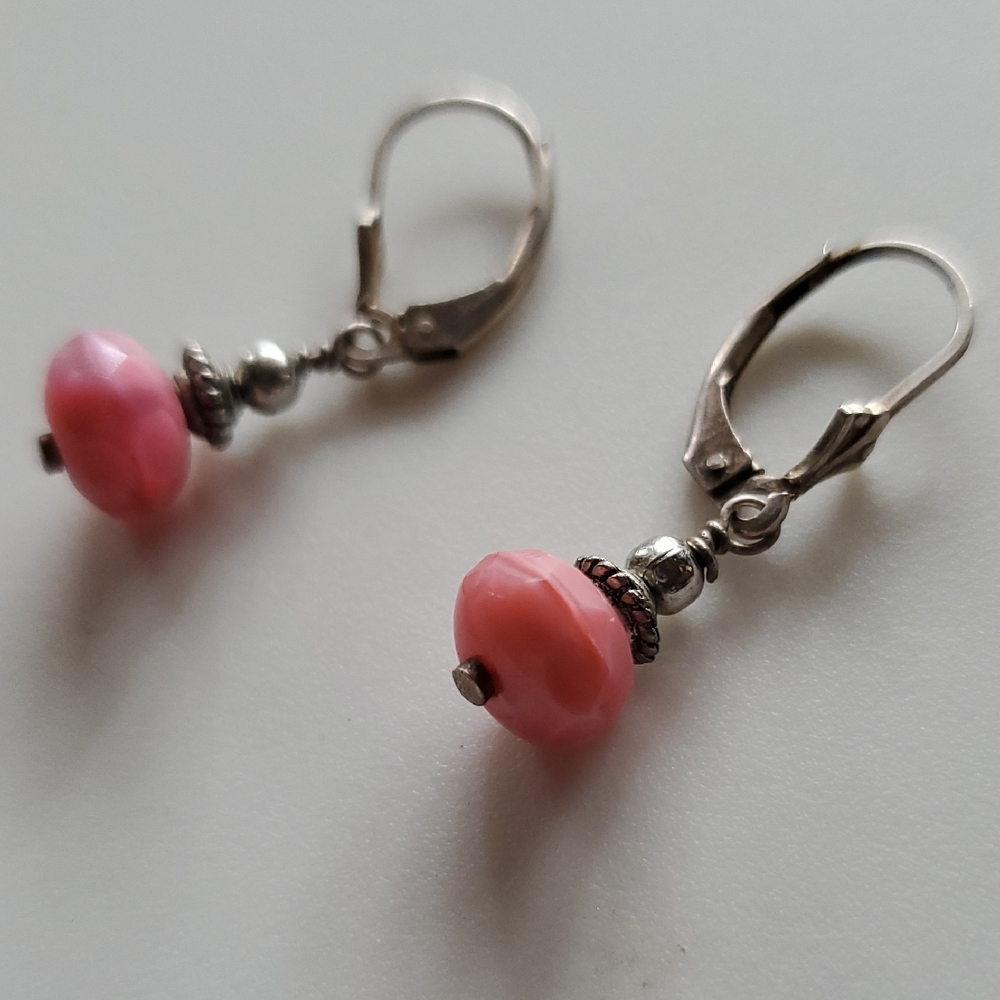 Pretty In Pink Sterling Silver Dangle Earrings